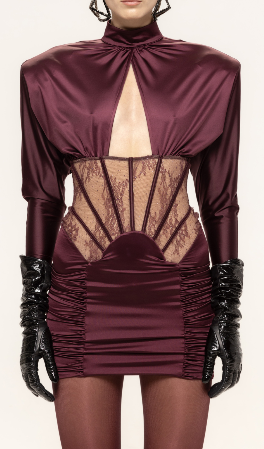 Hebe Sculpted Satin Corset Mini Dress