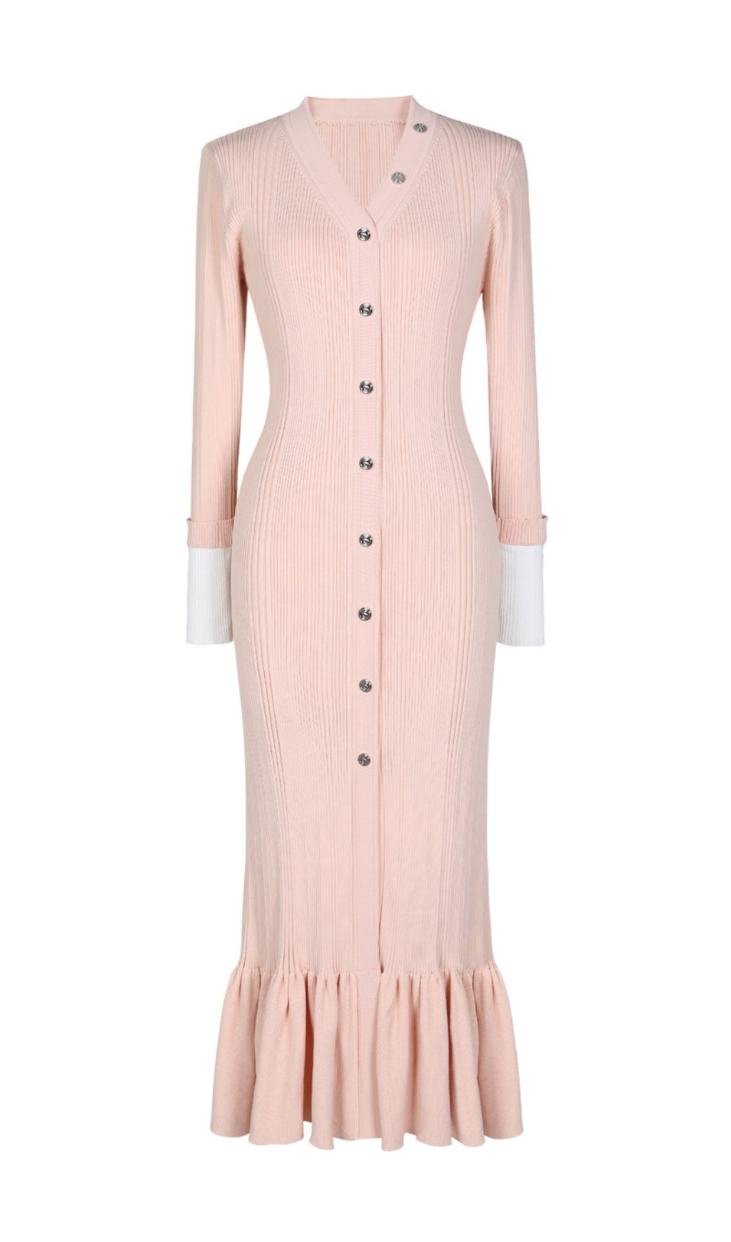 Elin Sage Green Ribbed Knit Maxi Dress