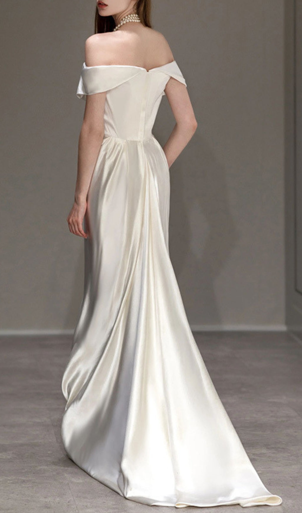 Carmiya Luxurious Satin Off-Shoulder Bridal Gown