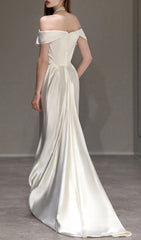 Carmiya Luxurious Satin Off-Shoulder Bridal Gown