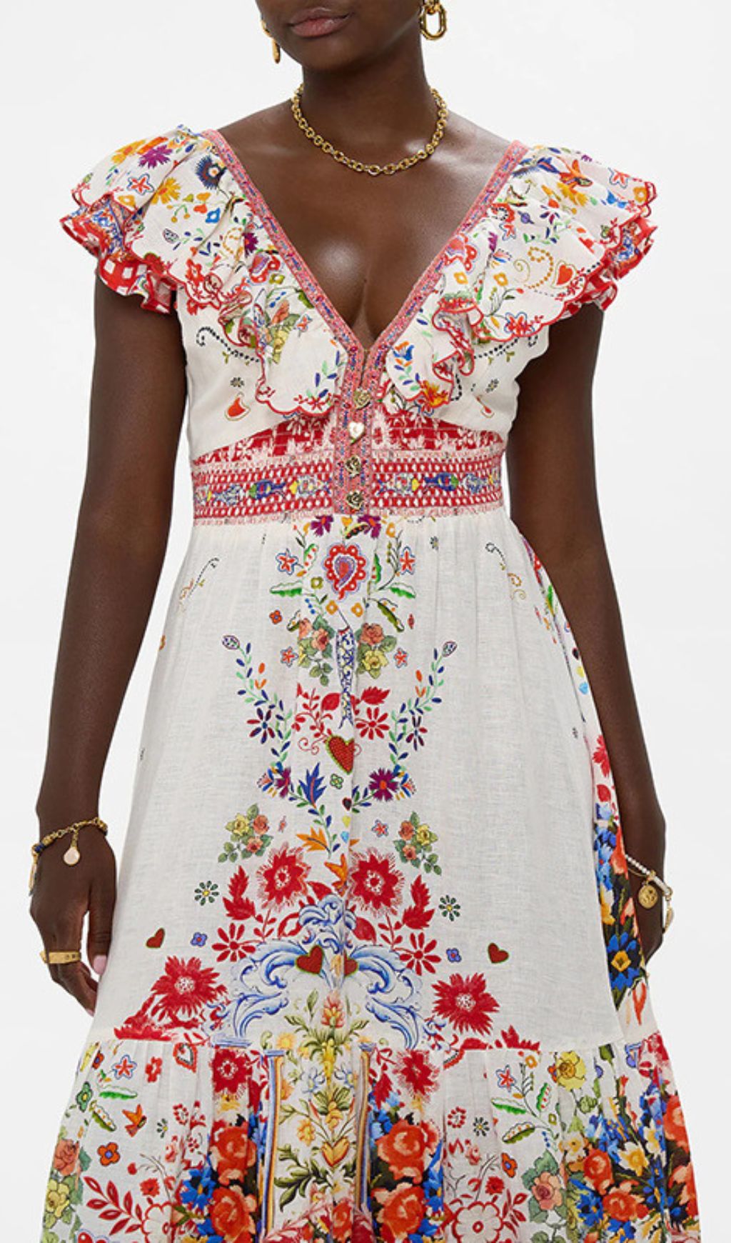 Daria V-Neck Bohemian Floral Maxi Dress
