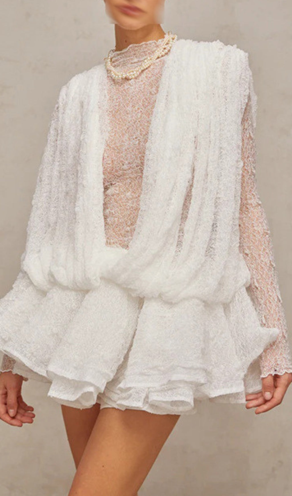 Enchanting White Lace Long Sleeve Maxi Dress