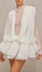 Enchanting White Lace Long Sleeve Maxi Dress