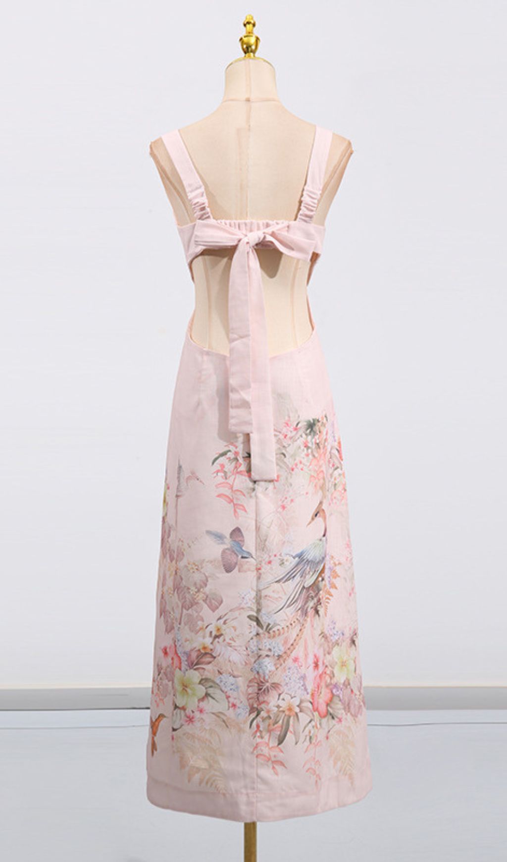 Gwen Romantic Floral Bustier Midi Dress with Side Cutouts