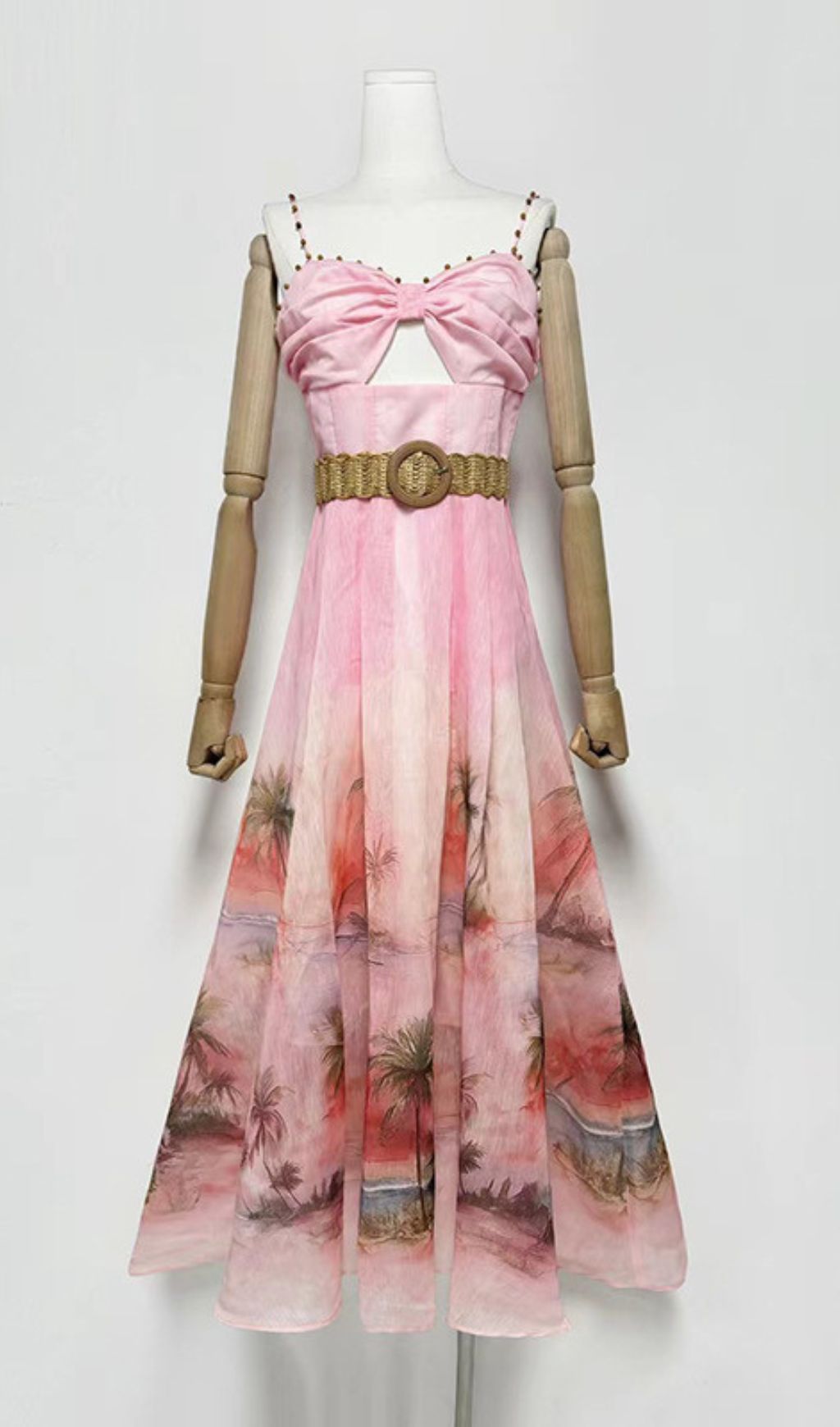 Hester Pink Palm Print Cut-Out Maxi Dress