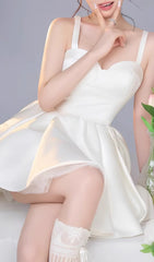 Eleanor White Sweetheart Mini Dress