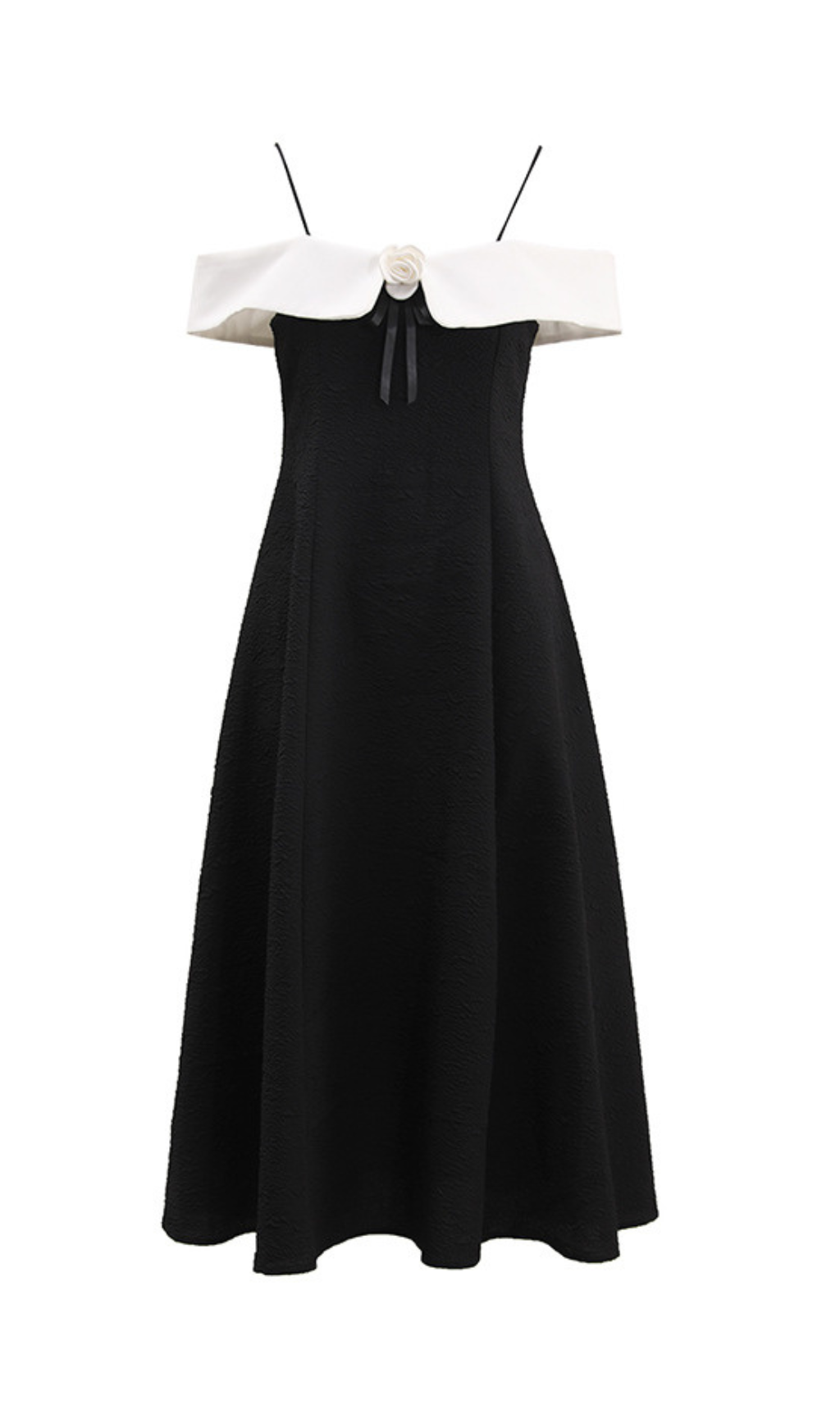 Gamma Chic Black & White Off-Shoulder Floral Midi Dress for Women