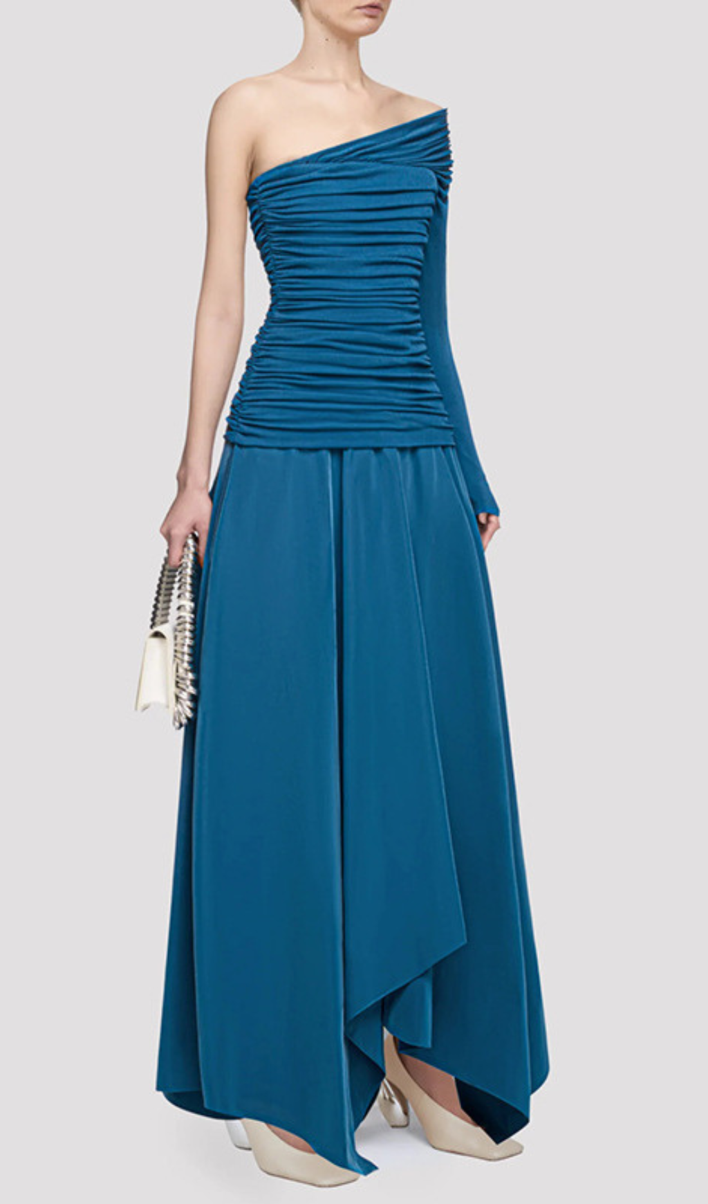 Harmon One-Shoulder Ruched Maxi Dress