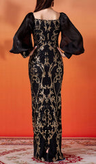 Floyce Black & Gold Sequin Long Sleeve Formal Maxi Dress