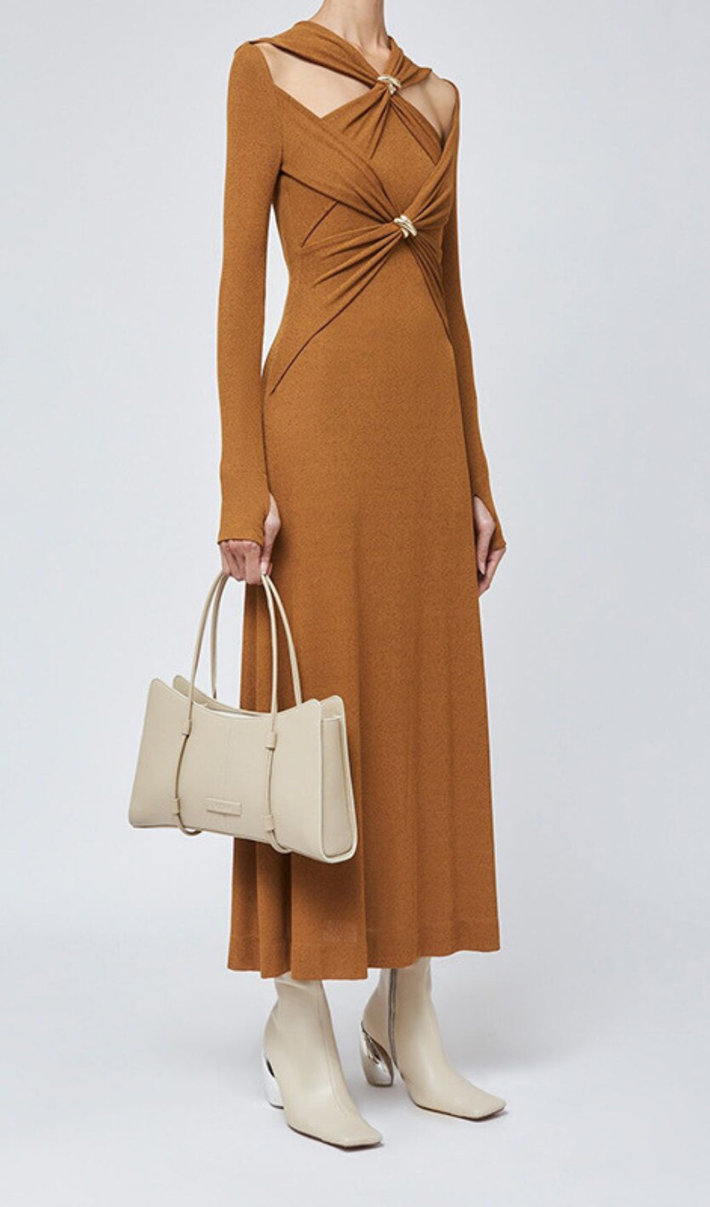 Braydon Chic Cutout Knit Long Sleeve Midi Dress