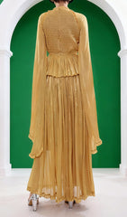 Holle Golden Pleated Maxi Dress for Women