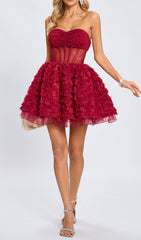 Eustacia Red Strapless Corset Mini Dress