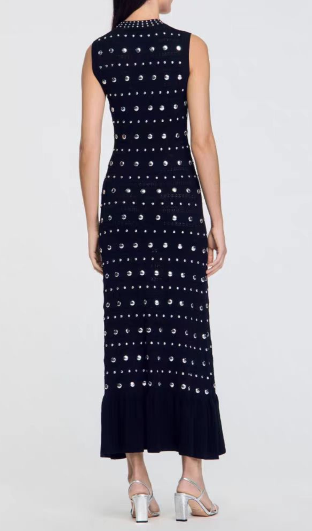 Hedia Black Studded Knit Midi Dress