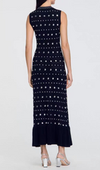 Hedia Black Studded Knit Midi Dress