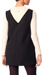 Chic Black Velvet Bow Pinafore Dress