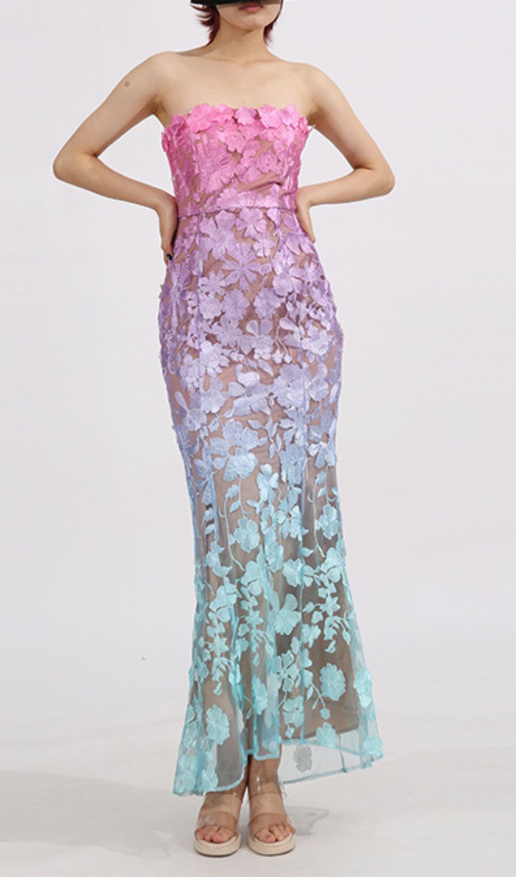 Elora Ombre Floral Strapless Maxi Dress