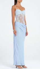 Fadil Ethereal Blue Lace Maxi Dress