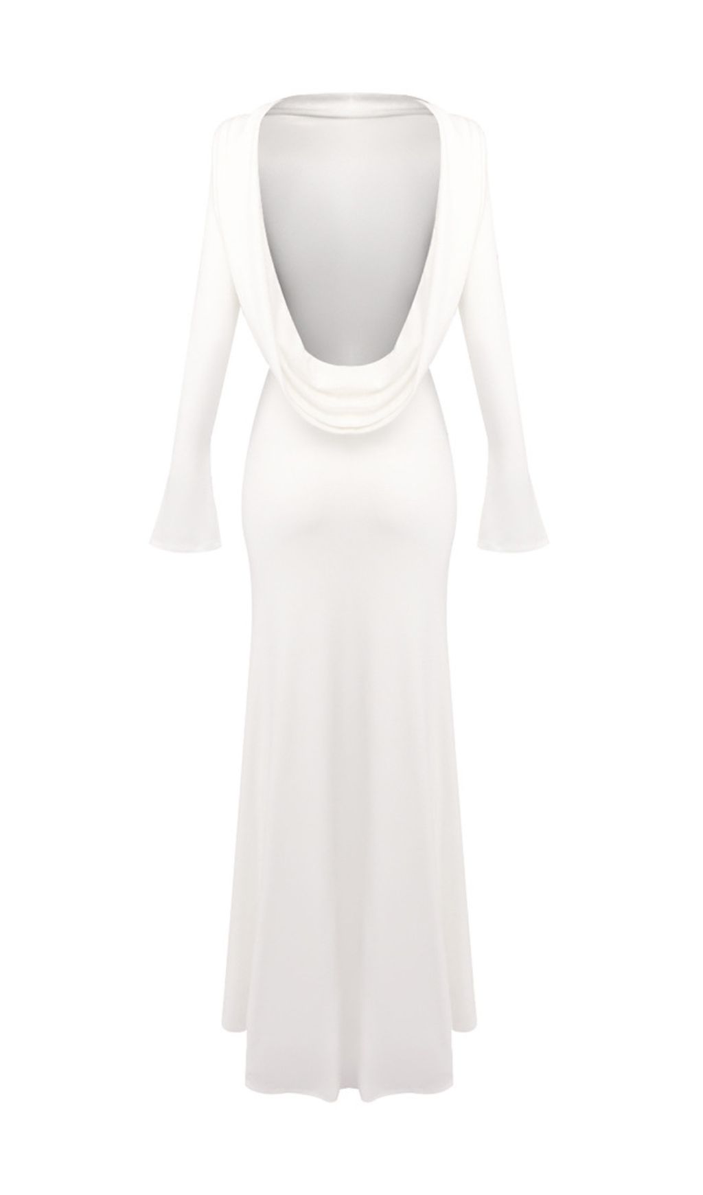 Joachim White Backless Long Sleeve Maxi Gown