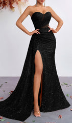 Kailey Red Sequin Strapless Maxi Dress