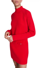 Chic Roquette Red Layered Knit Mini Dress Set