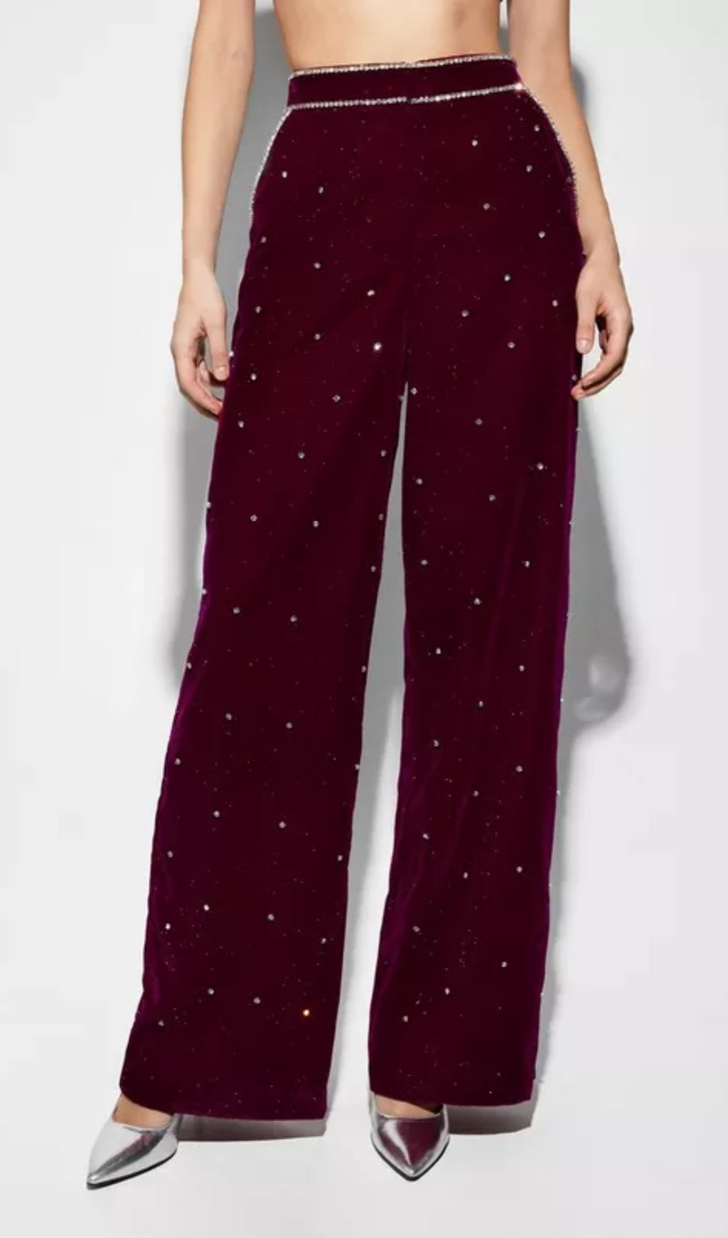 Chiara Sparkling Wine Velvet Heart Crop Top & Wide-Leg Pants Set