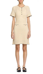Vanilla Openwork Knit Mini Dress