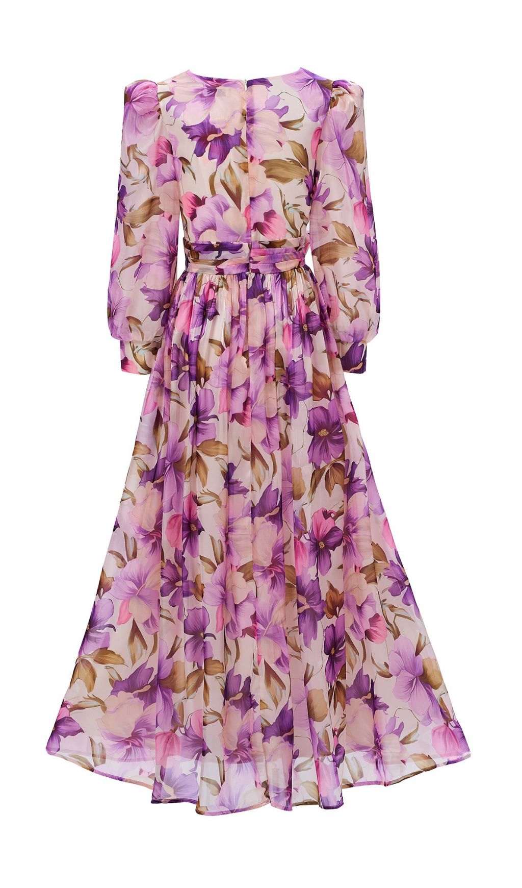 Ferial Romantic Purple Floral Long Sleeve Maxi Dress