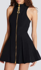 Idola Black High-Neck Mini Dress
