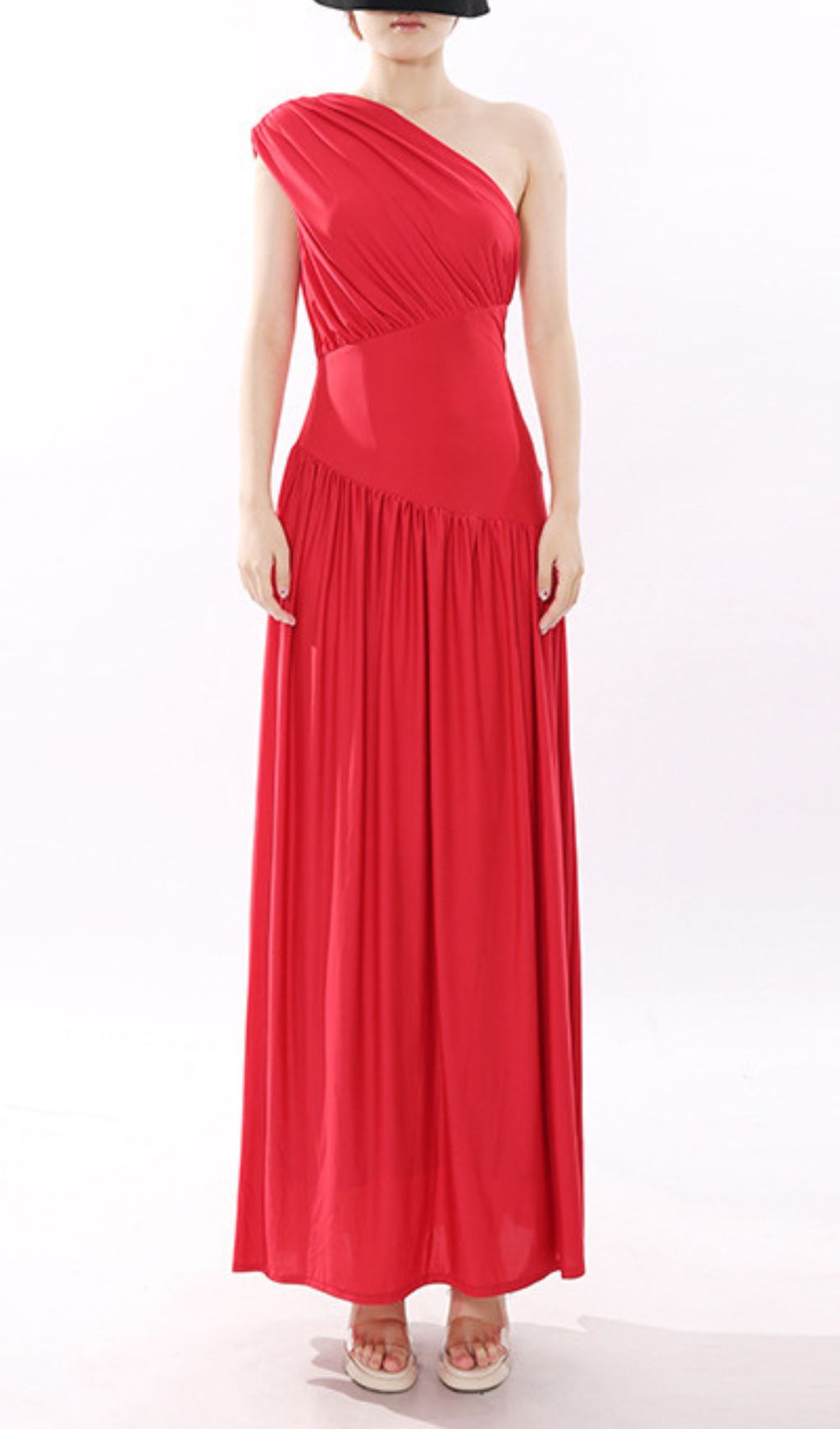 Jinte Scarlet Goddess One-Shoulder Maxi Gown