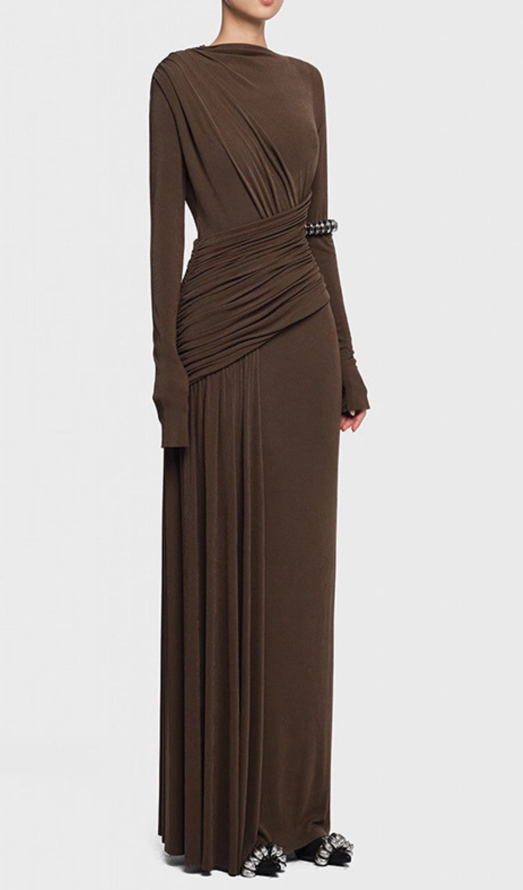 The Haruka Ruched Long Sleeve Maxi Dress