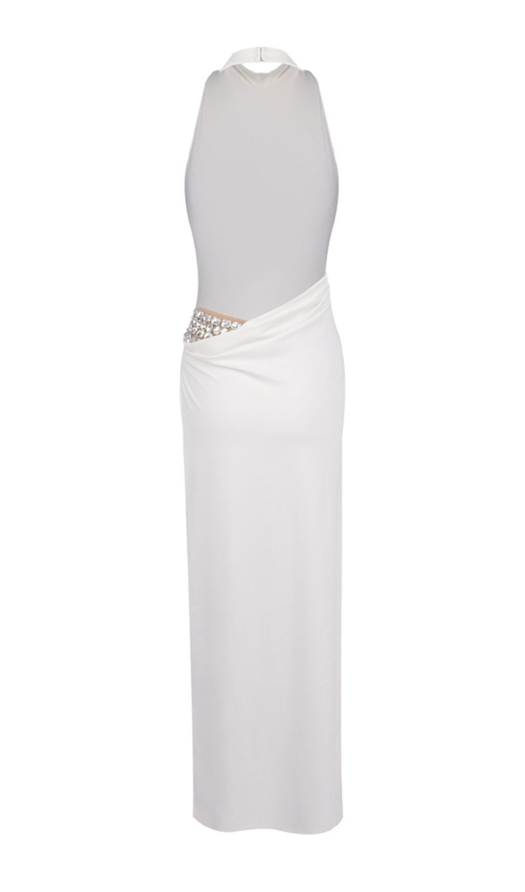 Isaura White Halter Neck Backless Maxi Dress