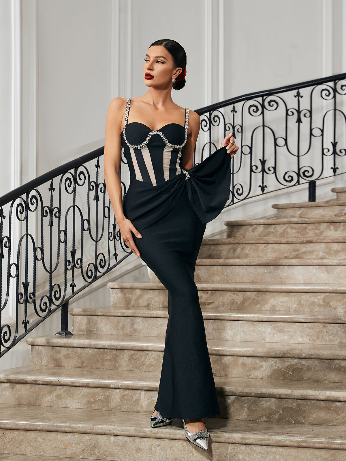 Glimmering Crystal & Sheer Corset Mermaid Gown