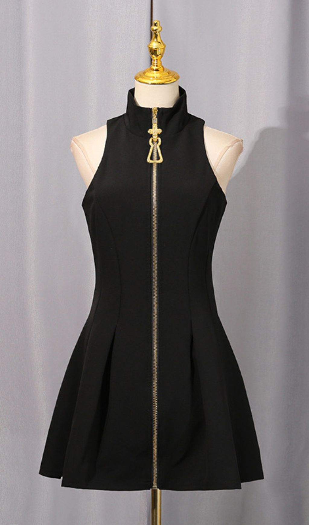 Idola Black High-Neck Mini Dress
