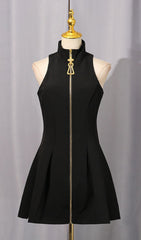 Idola Black High-Neck Mini Dress