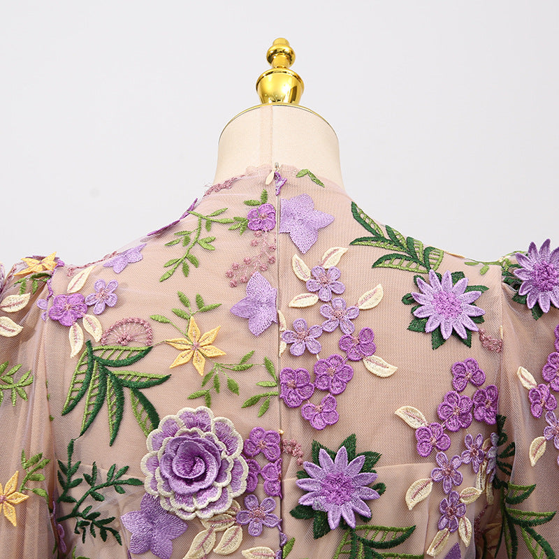 Emrys "In Bloom" Floral Embroidered Puff Sleeve Mini Dress