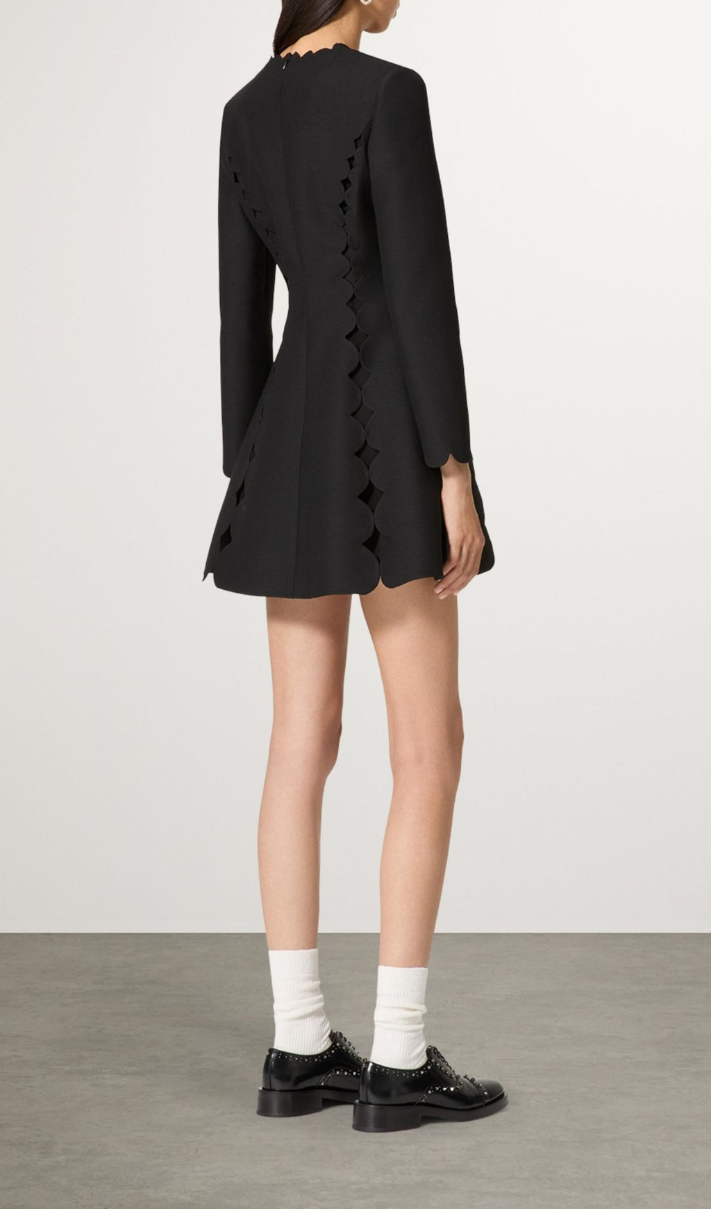 Breonna Chic Black Scalloped Mini Dress