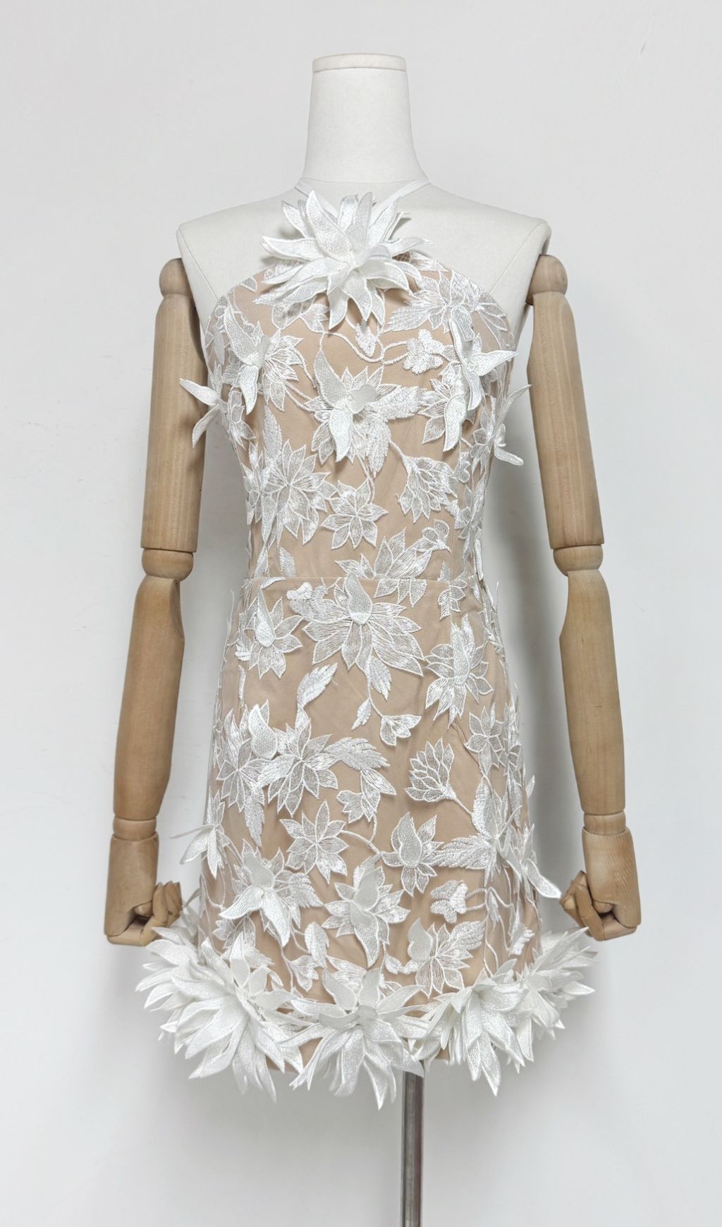Faunia 3D Floral Halter Mini Dress