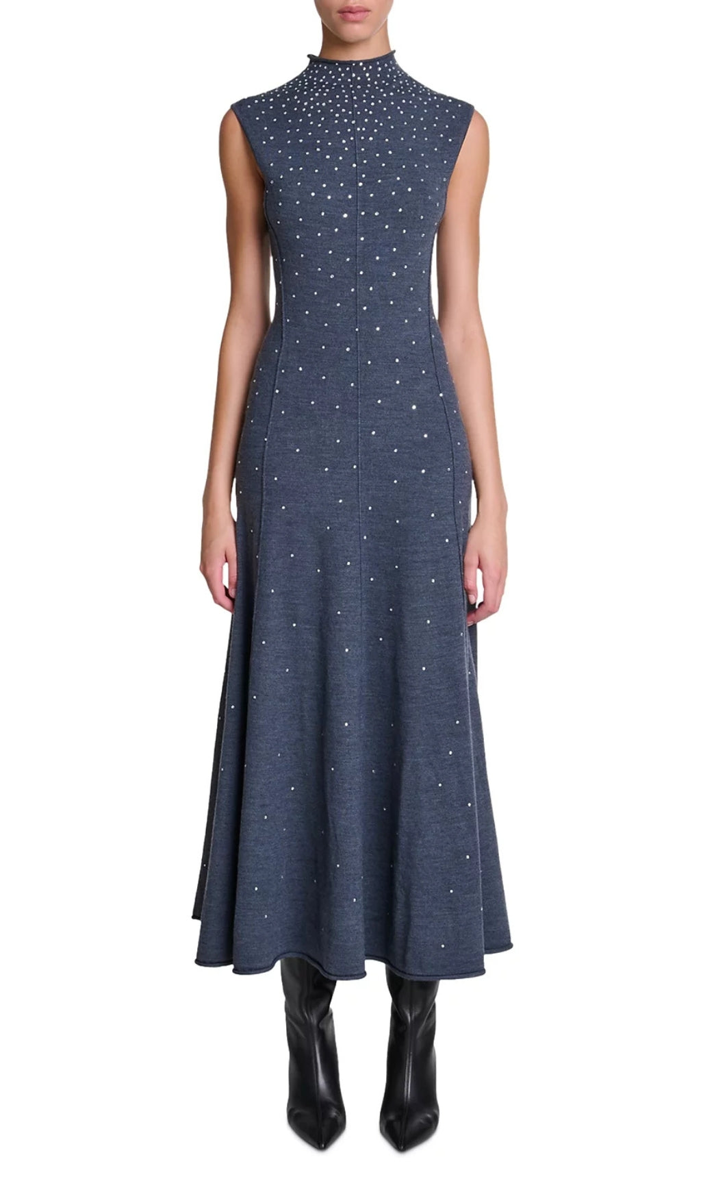 Dazzling Ristrassy Rhinestone Knit Maxi Dress