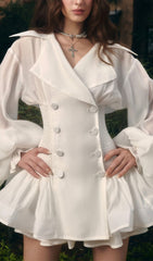 Igon White Puff Sleeve Mini Dress