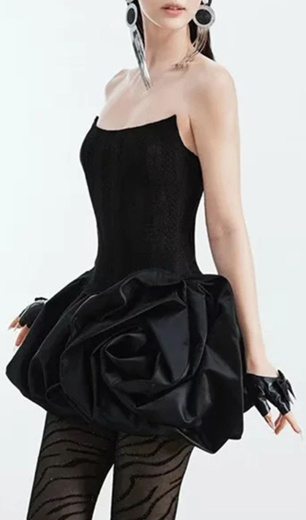Irene Black Strapless Corset Mini Dress