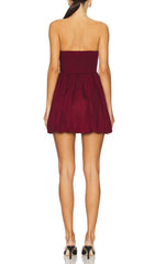 Collice Red Strapless Sweetheart Bubble Mini Dress