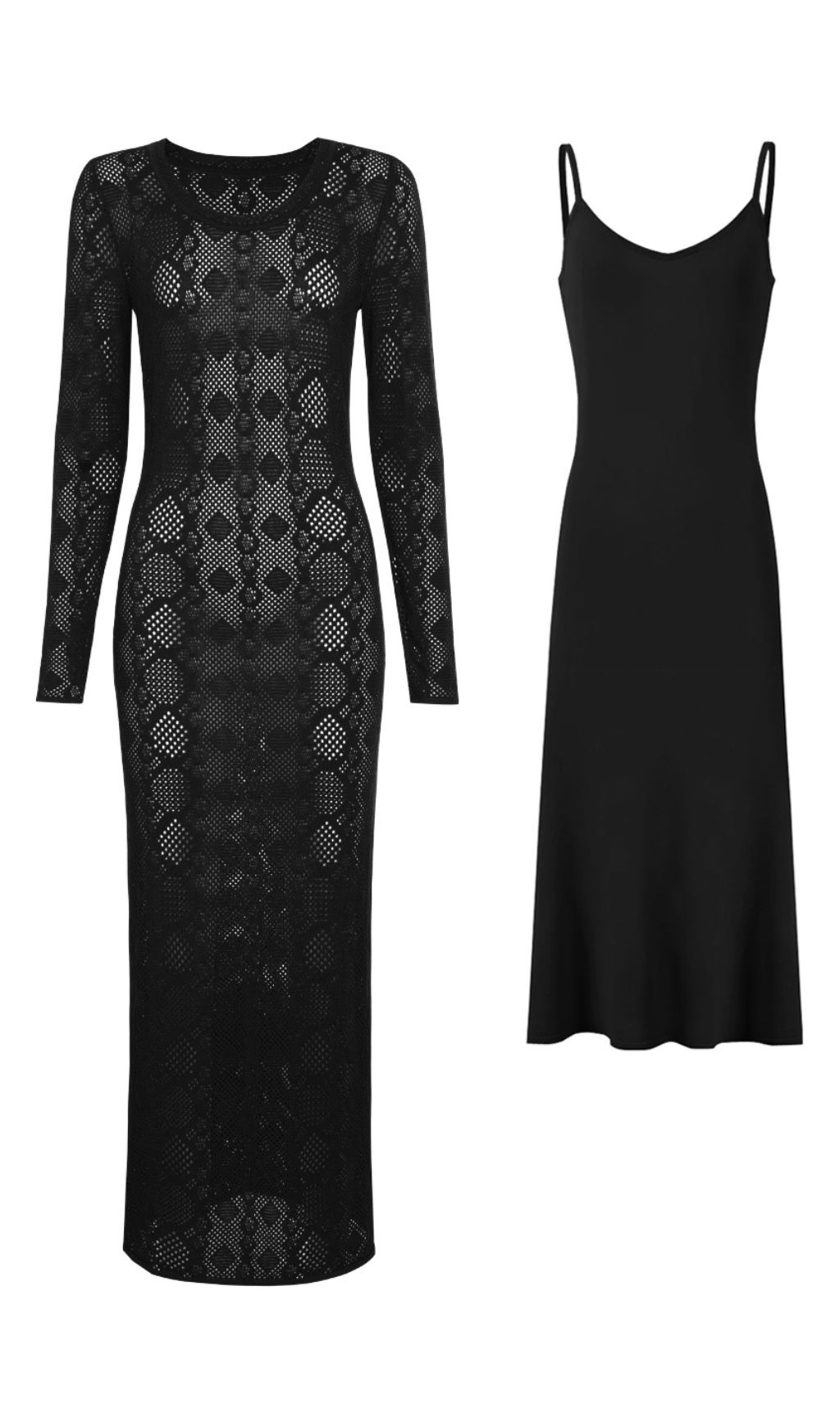 Jaime Luxe Emerald Green Sheer Knit Midi Dress & Slip Set
