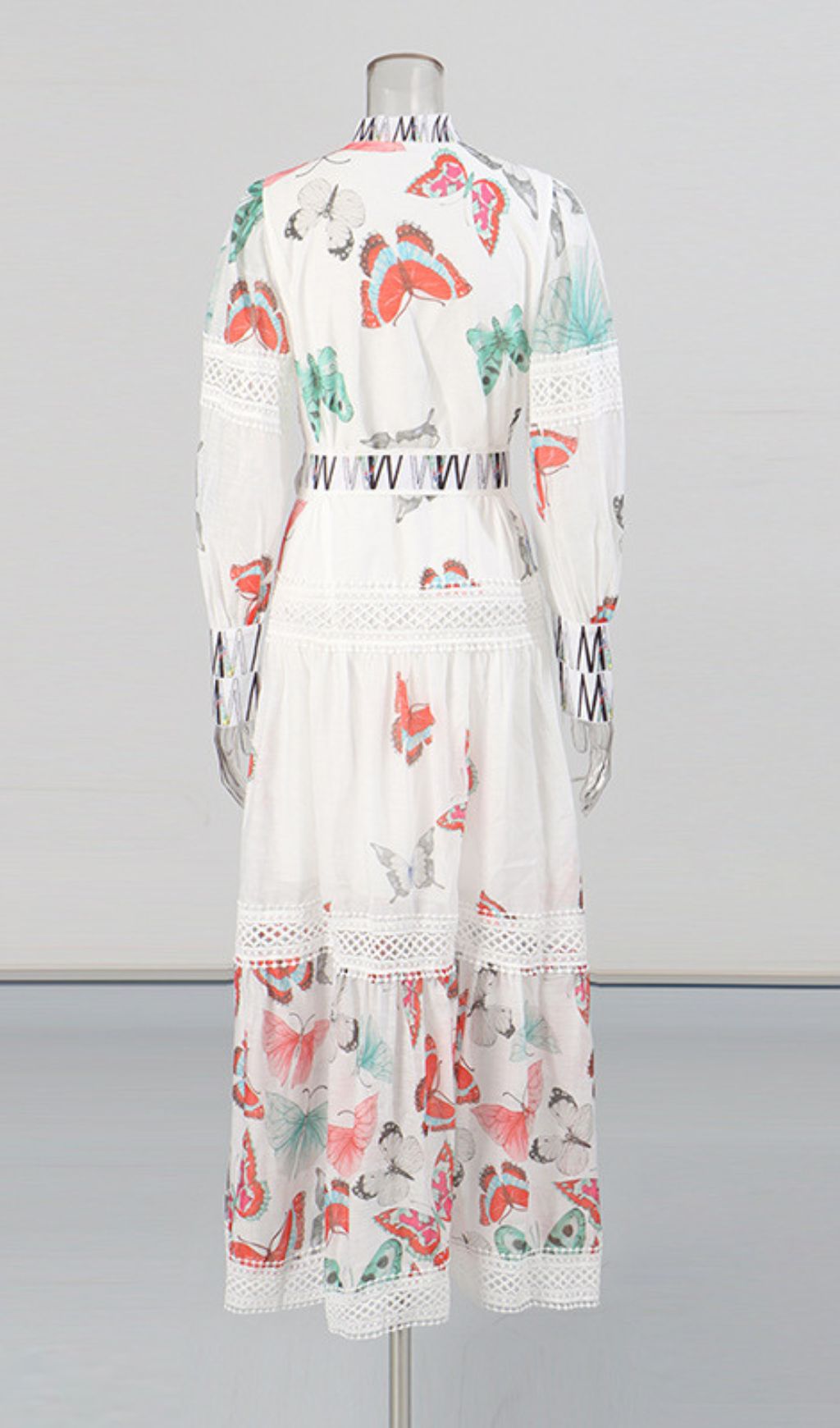 Enchanting Granada Butterfly Garden Long Sleeve Maxi Dress