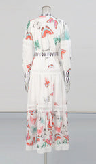 Enchanting Granada Butterfly Garden Long Sleeve Maxi Dress