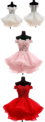 Lovely Off Shoulder Organza and Lace Sweetheart Prom Dress
