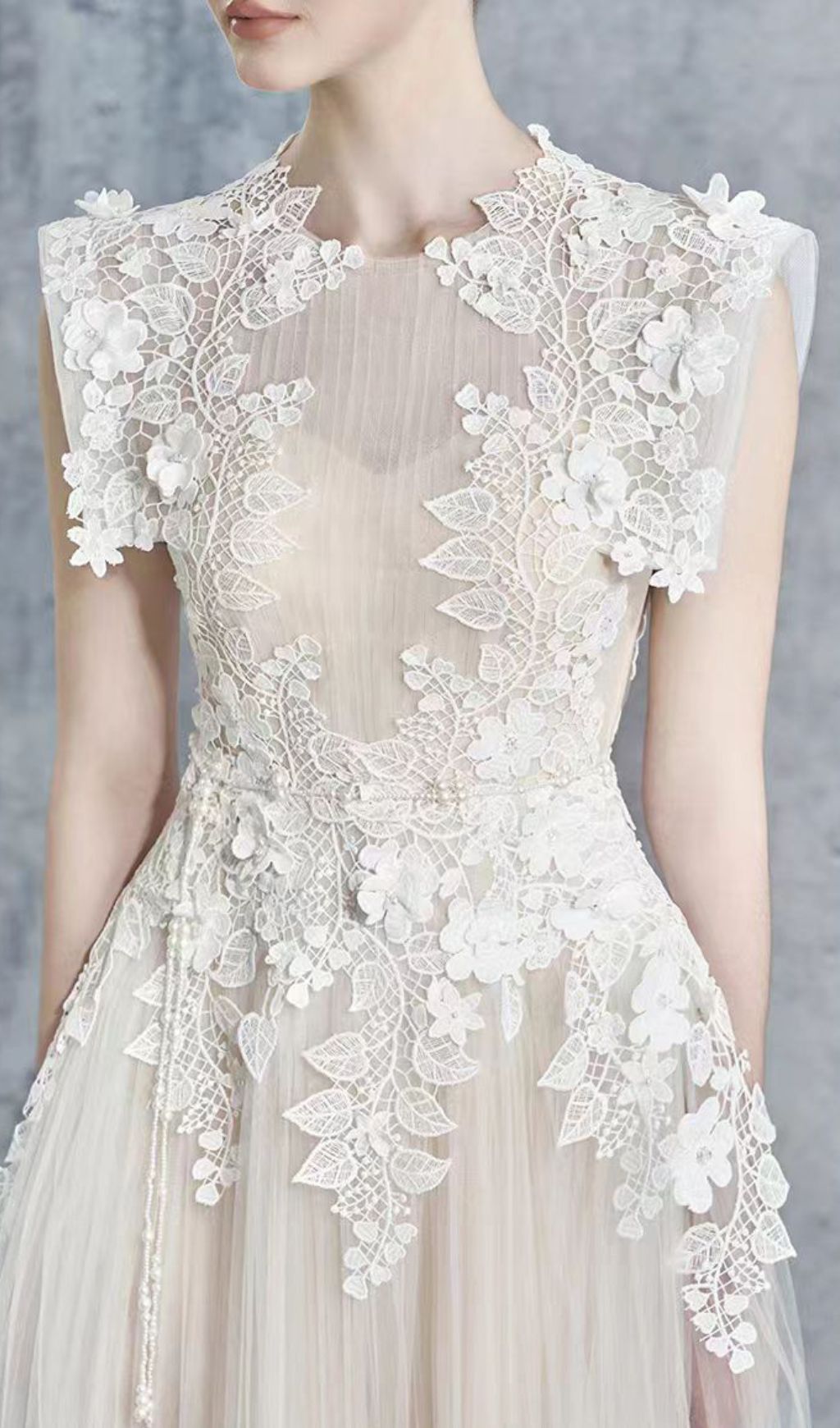 Faina Romantic Floral Lace & Tulle Midi Dress