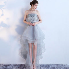 Fashionable Grey Tulle High Low Party Dress