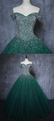 Vestido de fiesta verde oscuro de tul con escote en forma de corazón y brillo 