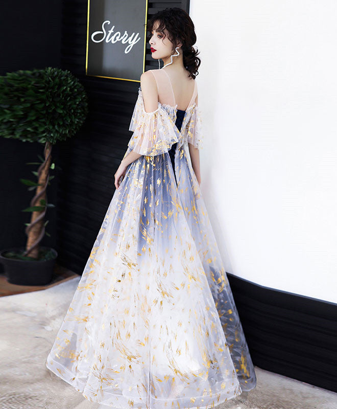 Beautiful Gradient Tulle Off Shoulder Long Party Dress
