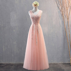 Encantador vestido de fiesta sencillo de tul rosa perla con encaje 